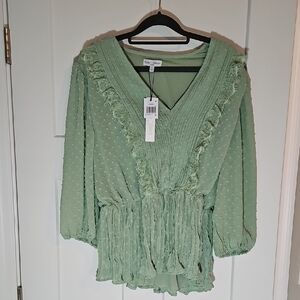 KOKO + MASON
Clip Dot Lace Trim Top XL NWT